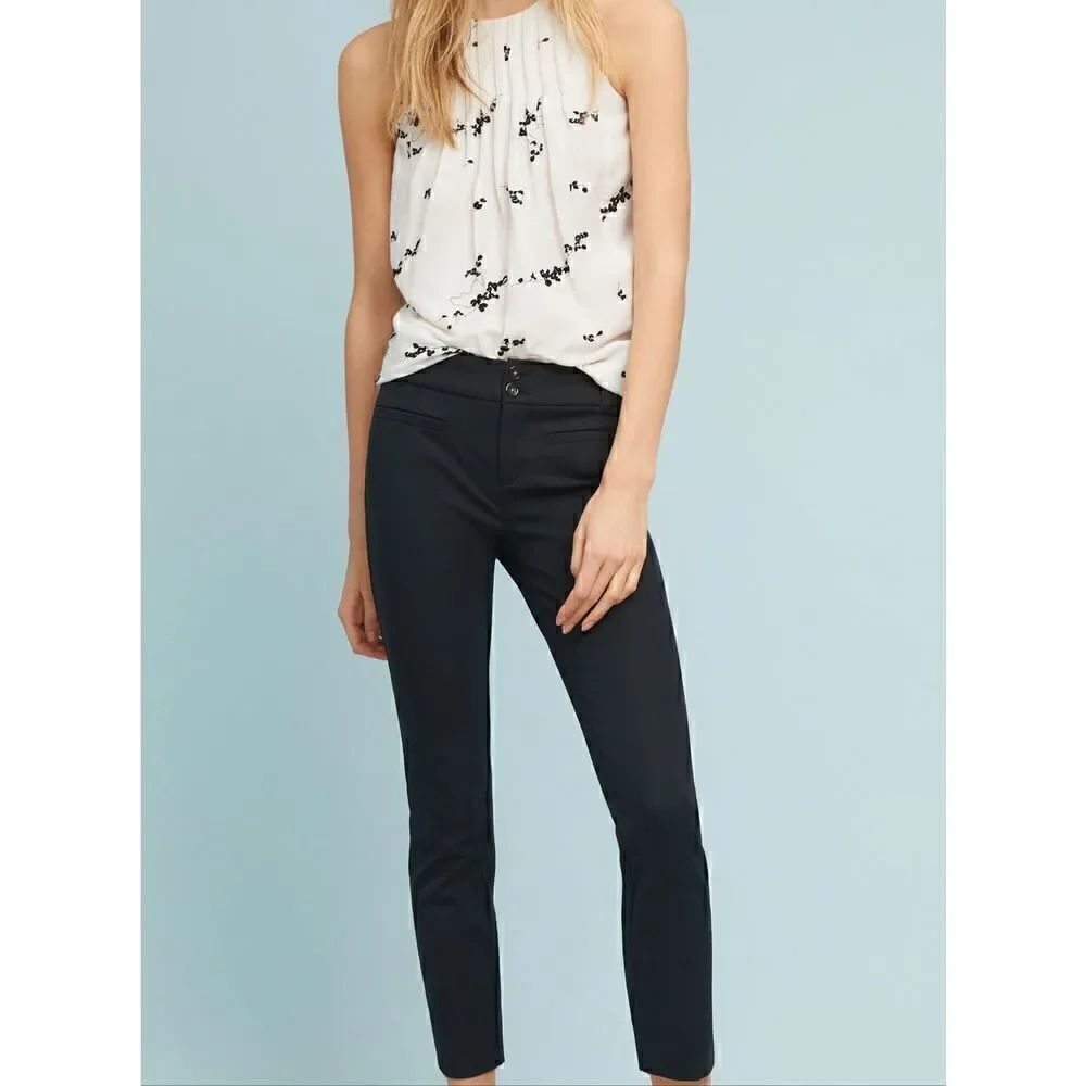 Anthropologie the Essential Slim Trousers Black 10